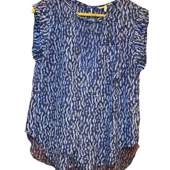 Rebecca Taylor Women Size 8 Sleeveless Keyhole High Low Blue 100% Silk Blouse‎ - Picture 6 of 13